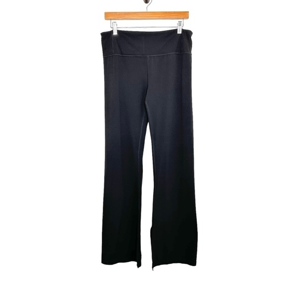Athleta Pants - Athleta Barre Skinny Flare Yoga Pants Leggings Large Black Powervita Split Hem
